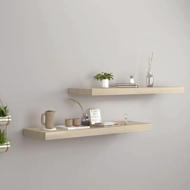 Main image of vidaXL Floating Wall Shelves 2 pcs Oak 31.5"x9.3"x1.5" MDF