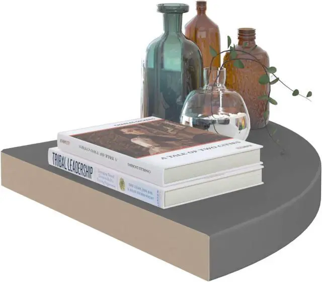 Alt view image 3 of 12 - vidaXL Floating Corner Shelves 2 pcs High Gloss Gray 13.8"x13.8"x1.5" MDF