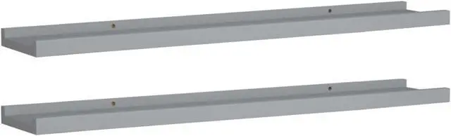 Alt view image 2 of 11 - vidaXL Picture Frame Ledge Shelves 2 pcs Gray 31.5"x3.5"x1.2" MDF