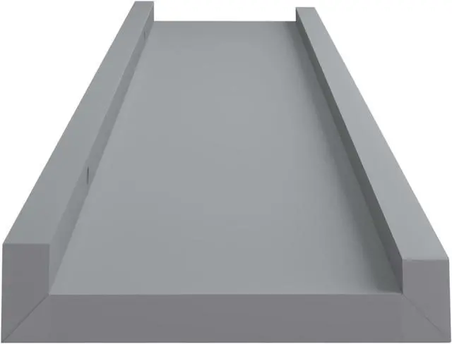Alt view image 4 of 11 - vidaXL Picture Frame Ledge Shelves 2 pcs Gray 23.6"x3.5"x1.2" MDF