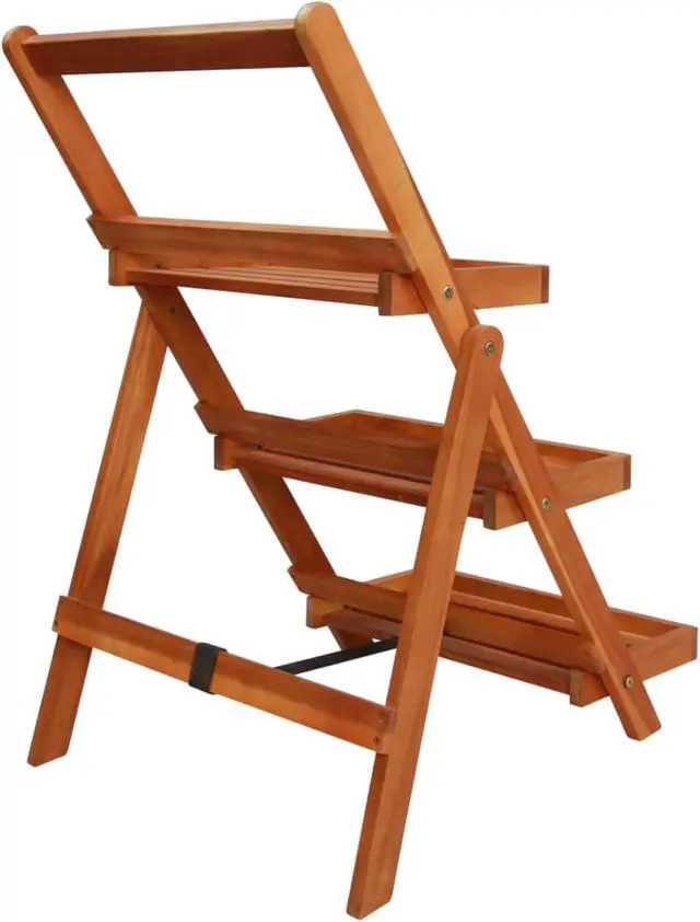 Alt view image 2 of 12 - vidaXL 3-Tier Plant Stand 19.7"x24.8"x31.5" Solid Acacia Wood