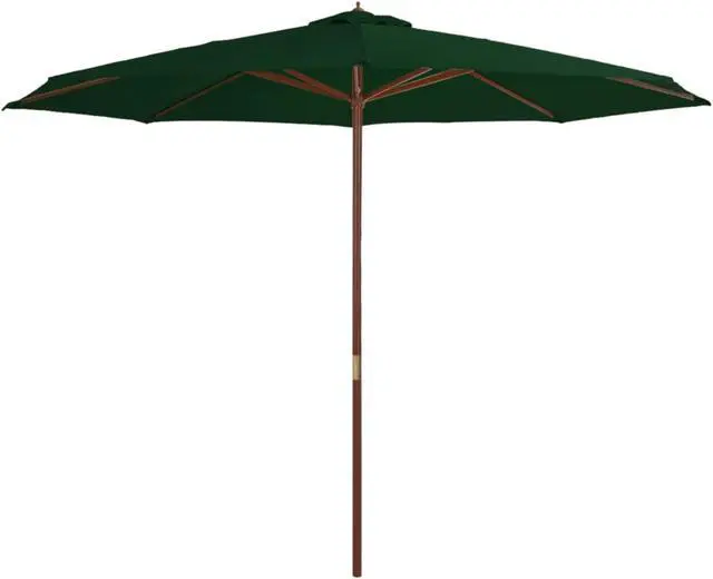 Main image of vidaXL Outdoor Parasol with Wooden Pole 137.8" Green