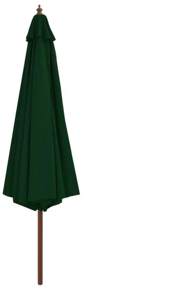 Alt view image 3 of 8 - vidaXL Outdoor Parasol with Wooden Pole 137.8" Green