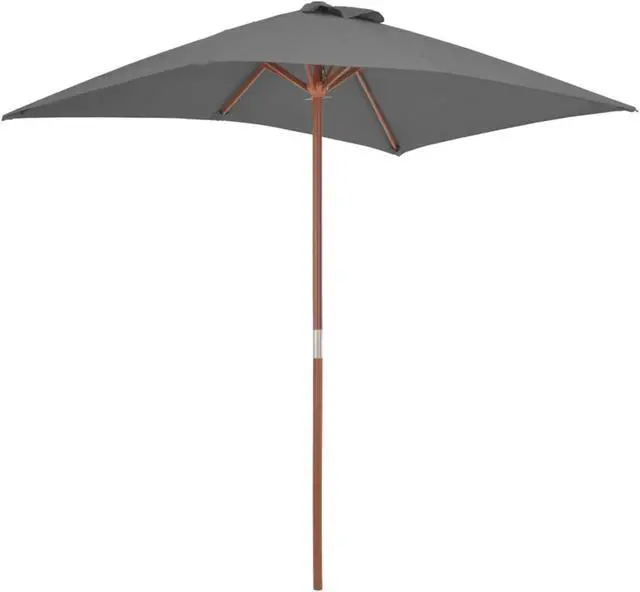 Alt view image 4 of 8 - vidaXL Outdoor Parasol with Wooden Pole 59.1"x78.7" Anthracite