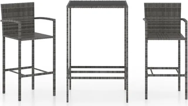 Main image of vidaXL 3 Piece Garden Bar Set Poly Rattan Gray