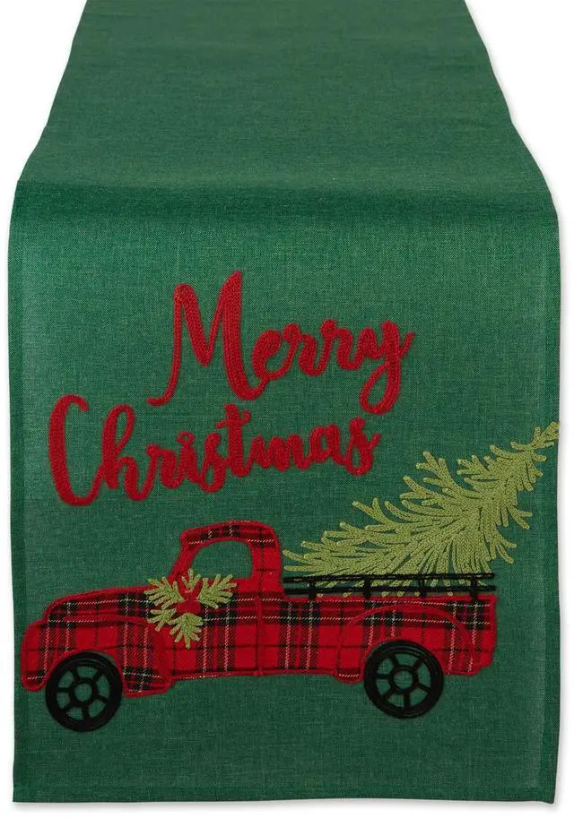 Main image of DII Merry Christmas Truck Embroidered Table Runner 14x108