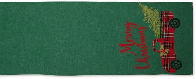 Alt view image 2 of 6 - DII Merry Christmas Truck Embroidered Table Runner 14x108