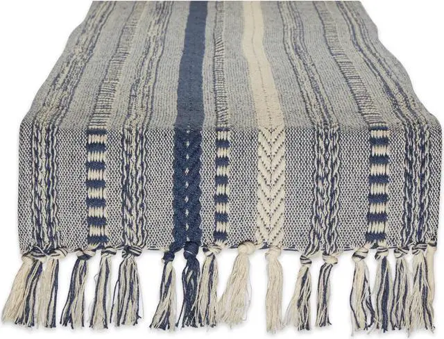 Main image of DII French Blue Braided Stripe Table Runner 15x108