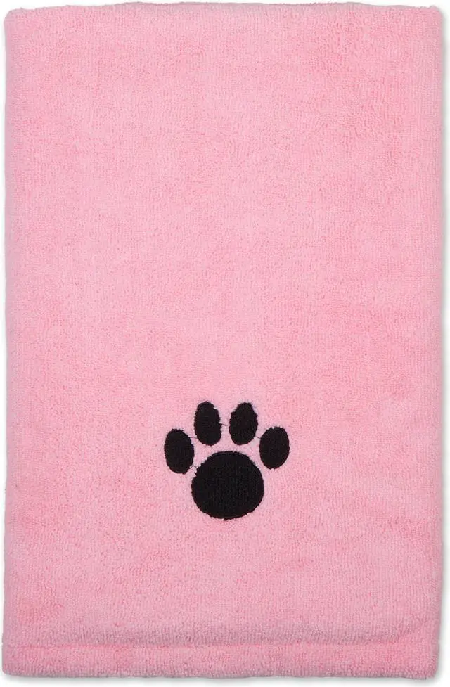 Main image of DII Pink Embroidered Paw Pet Towel