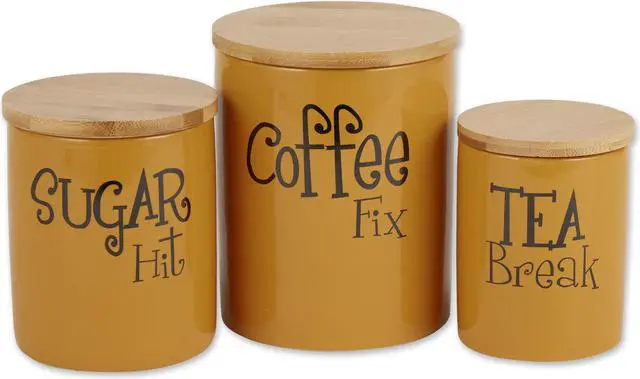 Main image of DII Honey Gold Coffee/Sugar/Tea Ceramic Canister (Set of 3)