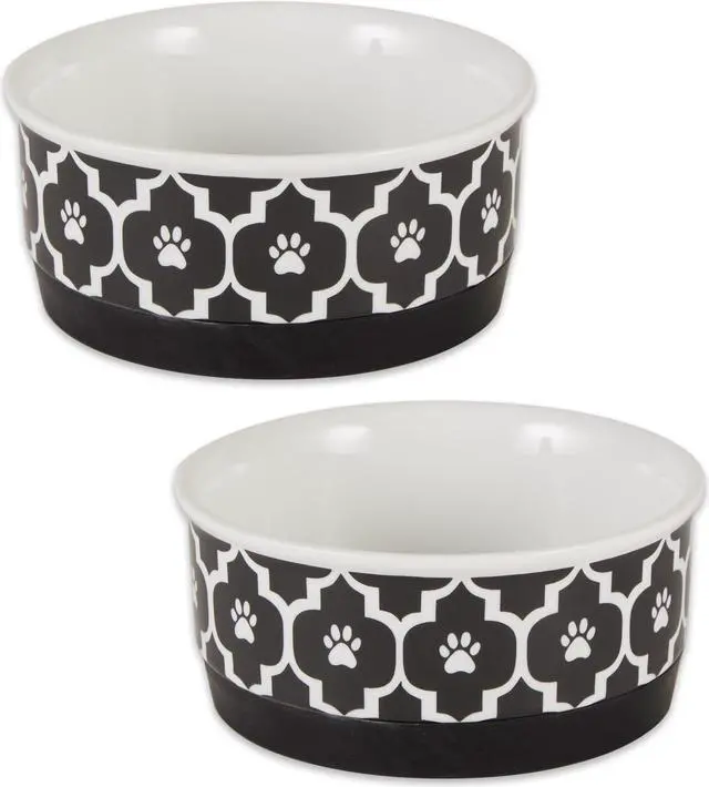 Main image of DII Pet Bowl Lattice Black Small 4.25Dx2H (Set of 2)