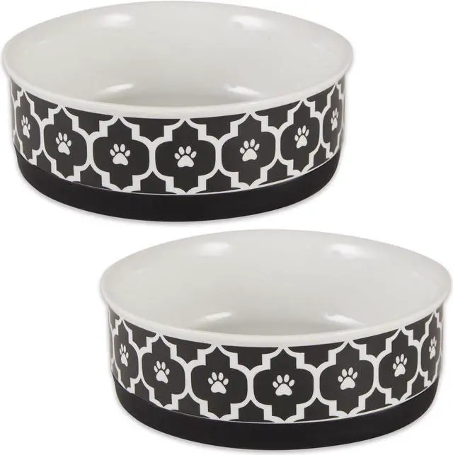Main image of DII Pet Bowl Lattice Black Medium 6Dx2H (Set of 2)