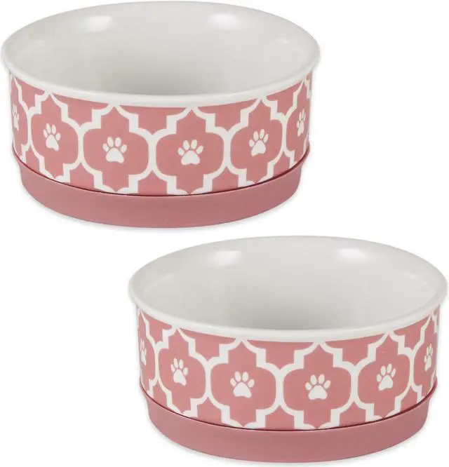 Main image of DII Pet Bowl Lattice Rose Small 4.25Dx2H (Set of 2)