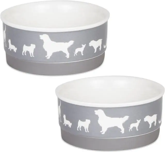 Main image of DII Pet Bowl Dog Show Gray Small 4.25Dx2H (Set of 2)