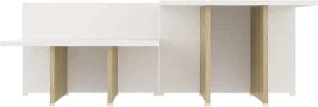 Alt view image 11 of 11 - vidaXL Coffee Tables 2 Pcs End Side Table Sonoma Oak and White Engineered Wood