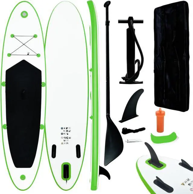 Alt view image 8 of 12 - vidaXL Paddleboard Set with Accessories Inflatable Paddleboard Green and White
