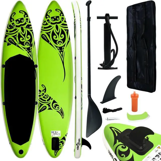 Alt view image 8 of 12 - vidaXL Paddleboard Set Inflatable Paddle Board Surf Set Sup Surboard Green