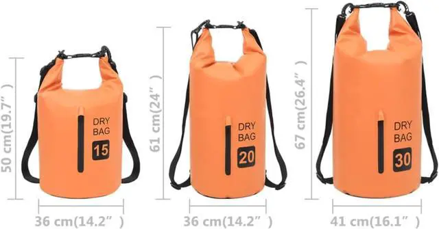Alt view image 4 of 11 - vidaXL Dry Bag with Zipper Orange 4 gal PVC