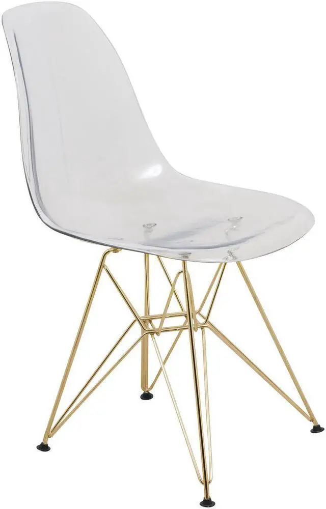 Alt view image 8 of 20 - LeisureMod Cresco Modern Eiffel Base Molded Dining Chair with Gold Base Clear