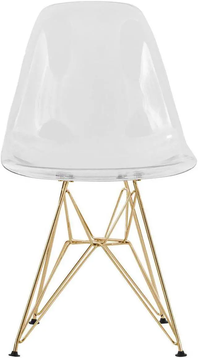Alt view image 9 of 20 - LeisureMod Cresco Modern Eiffel Base Molded Dining Chair with Gold Base Clear