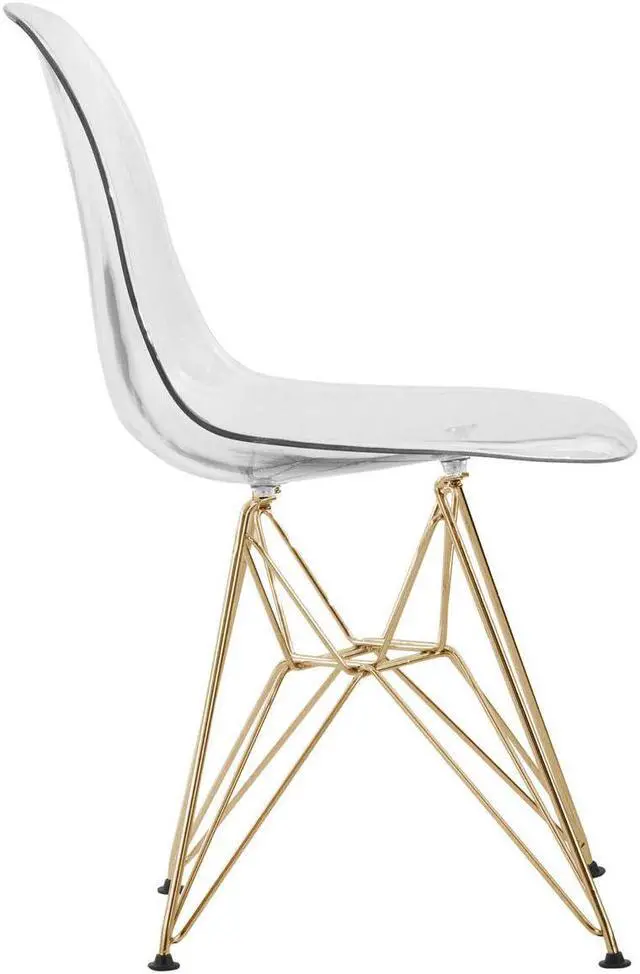 Alt view image 10 of 20 - LeisureMod Cresco Modern Eiffel Base Molded Dining Chair with Gold Base Clear