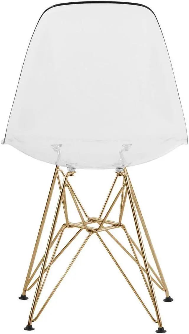 Alt view image 11 of 20 - LeisureMod Cresco Modern Eiffel Base Molded Dining Chair with Gold Base Clear