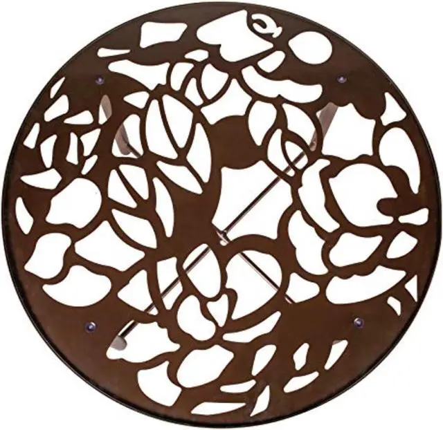 Alt view image 10 of 20 - LeisureMod Devon Tree Design Glass Top Aluminum Base Indoor Outdoor Dining Table, Brown