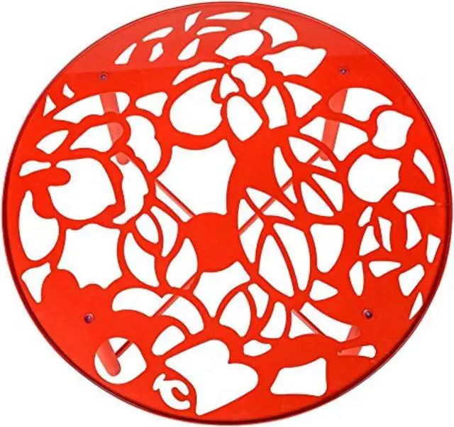Alt view image 8 of 20 - LeisureMod Devon Tree Design Glass Top Aluminum Base Indoor Outdoor Dining Table, Red