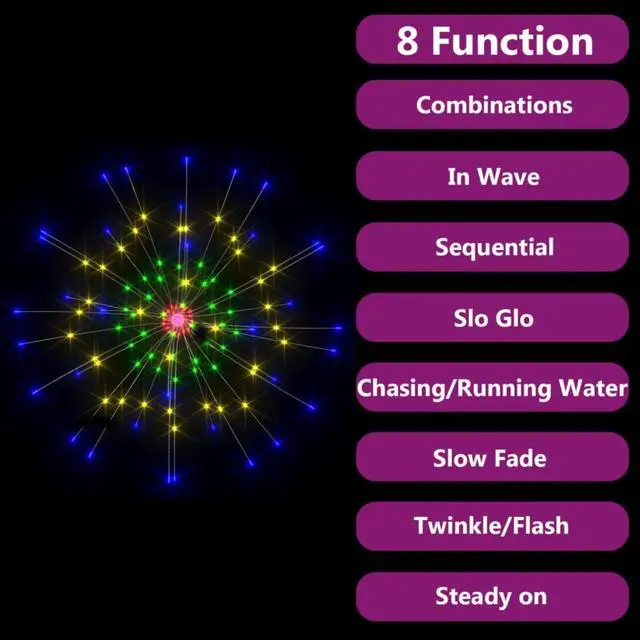 Alt view image 7 of 17 - vidaXL Outdoor Christmas Firework Light Multicolor 7.9" 140 LEDs