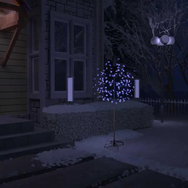 Main image of vidaXL Christmas Tree 120 LEDs Blue Light Cherry Blossom 59.1"