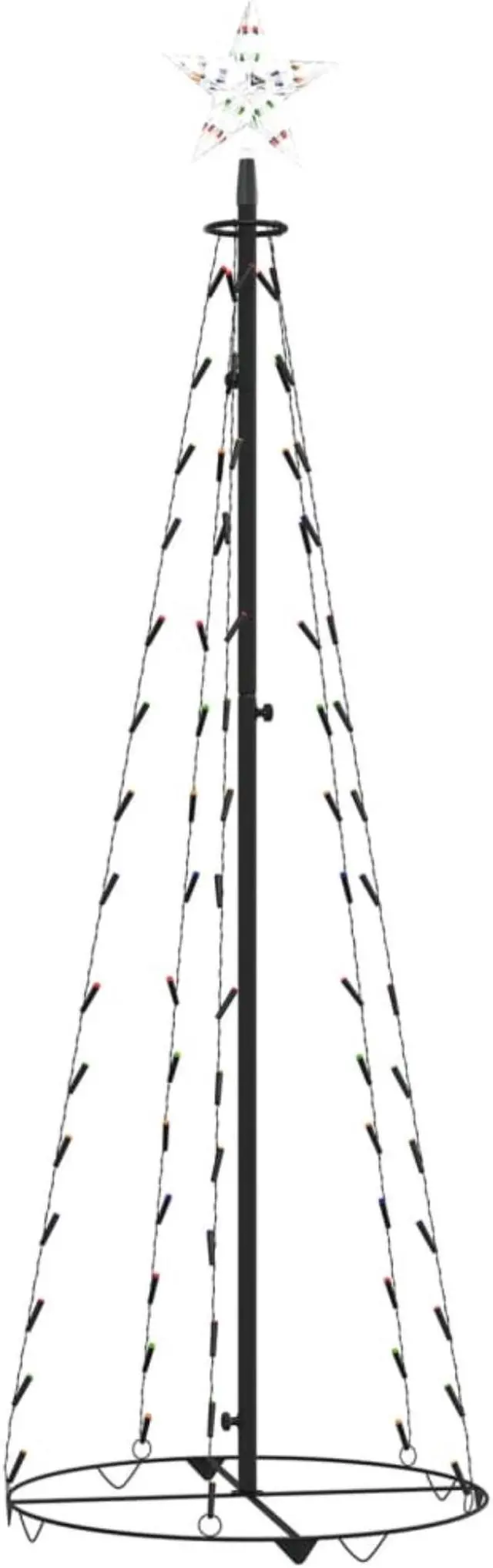 Alt view image 4 of 13 - vidaXL Christmas Cone Tree Colourful 84 LEDs 19.7"x59.1"