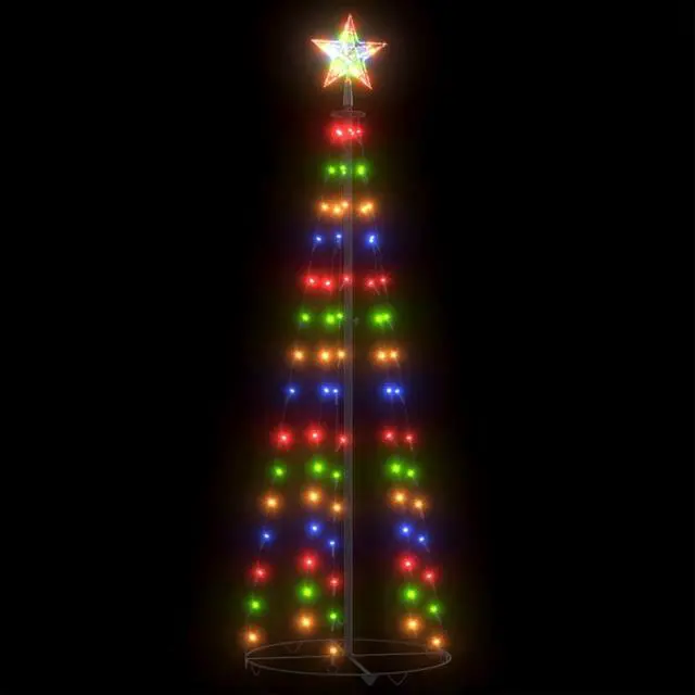 Alt view image 2 of 13 - vidaXL Christmas Cone Tree Colourful 84 LEDs 19.7"x59.1"