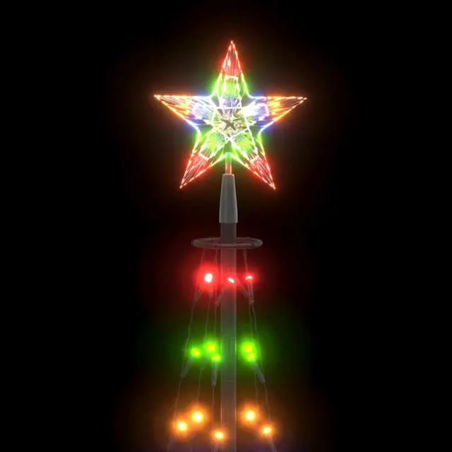 Alt view image 5 of 13 - vidaXL Christmas Cone Tree Colourful 84 LEDs 19.7"x59.1"