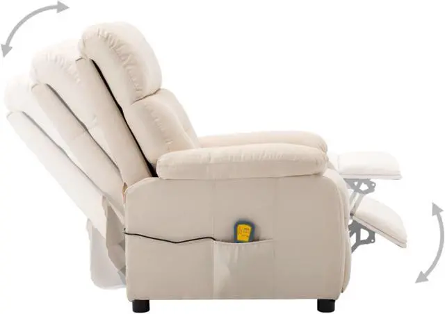 Alt view image 9 of 17 - vidaXL Massage Chair Leisure Adjustable Chair for Home Theater Cream Fabric