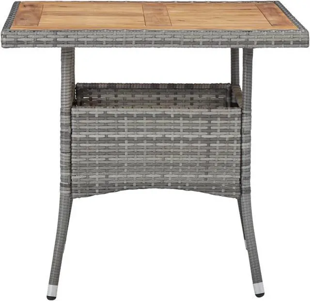 Alt view image 4 of 13 - vidaXL 3 Piece Garden Dining Set Gray Poly Rattan and Acacia Wood