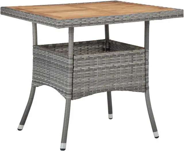 Alt view image 3 of 13 - vidaXL 3 Piece Garden Dining Set Gray Poly Rattan and Acacia Wood