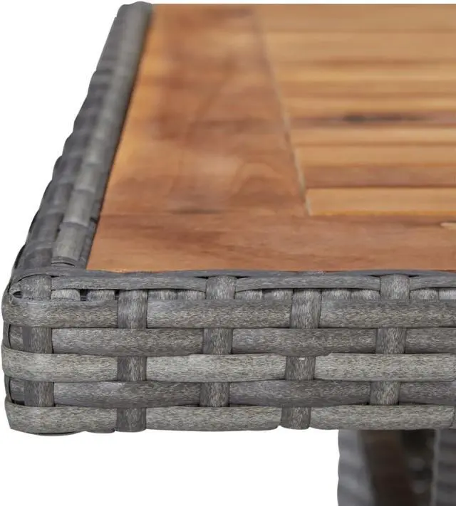 Alt view image 5 of 13 - vidaXL 3 Piece Garden Dining Set Gray Poly Rattan and Acacia Wood