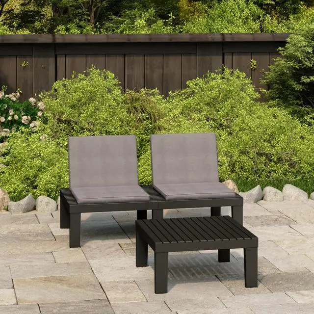 Main image of vidaXL 2 Piece Garden Lounge Set with Cushions Plastic Gray