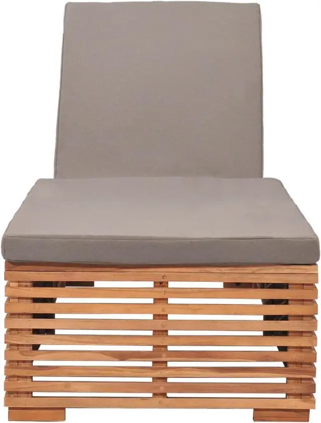 Alt view image 2 of 17 - vidaXL Sun Lounger with Dark Gray Cushion Solid Teak Wood
