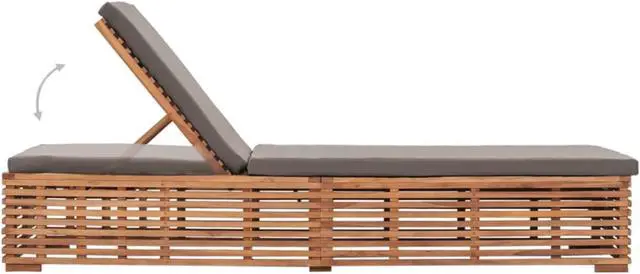 Alt view image 5 of 17 - vidaXL Sun Lounger with Dark Gray Cushion Solid Teak Wood