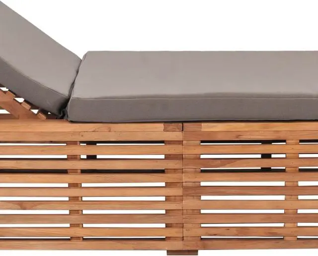 Alt view image 6 of 17 - vidaXL Sun Lounger with Dark Gray Cushion Solid Teak Wood