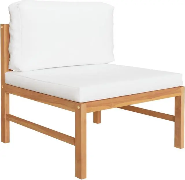 Main image of vidaXL Middle Sofa with Cream Cushions Solid Teak Wood