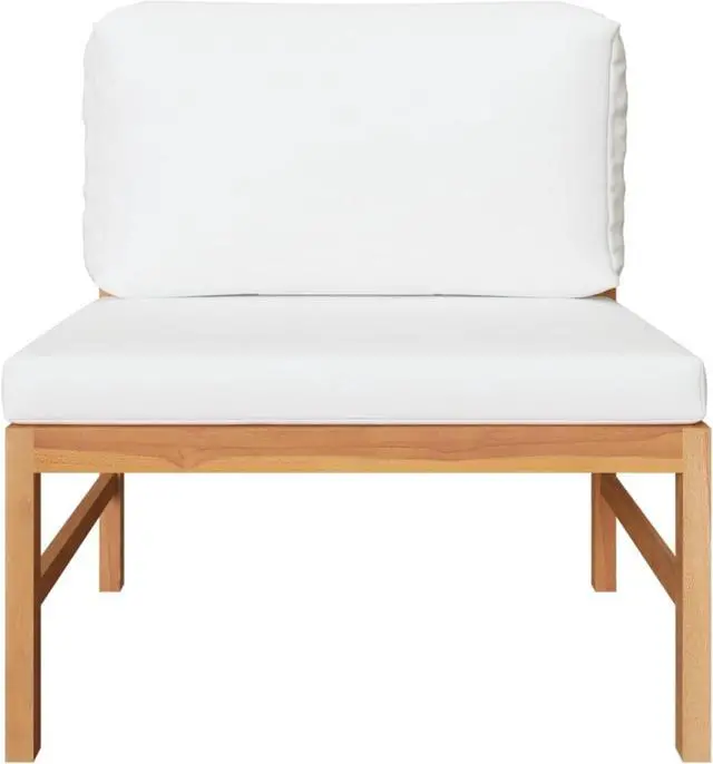 Alt view image 2 of 15 - vidaXL Middle Sofa with Cream Cushions Solid Teak Wood