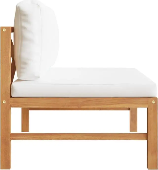 Alt view image 3 of 15 - vidaXL Middle Sofa with Cream Cushions Solid Teak Wood