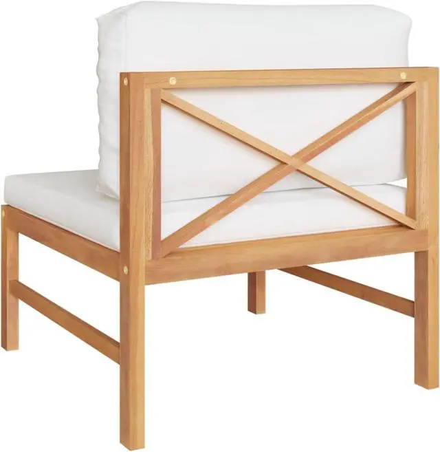 Alt view image 4 of 15 - vidaXL Middle Sofa with Cream Cushions Solid Teak Wood