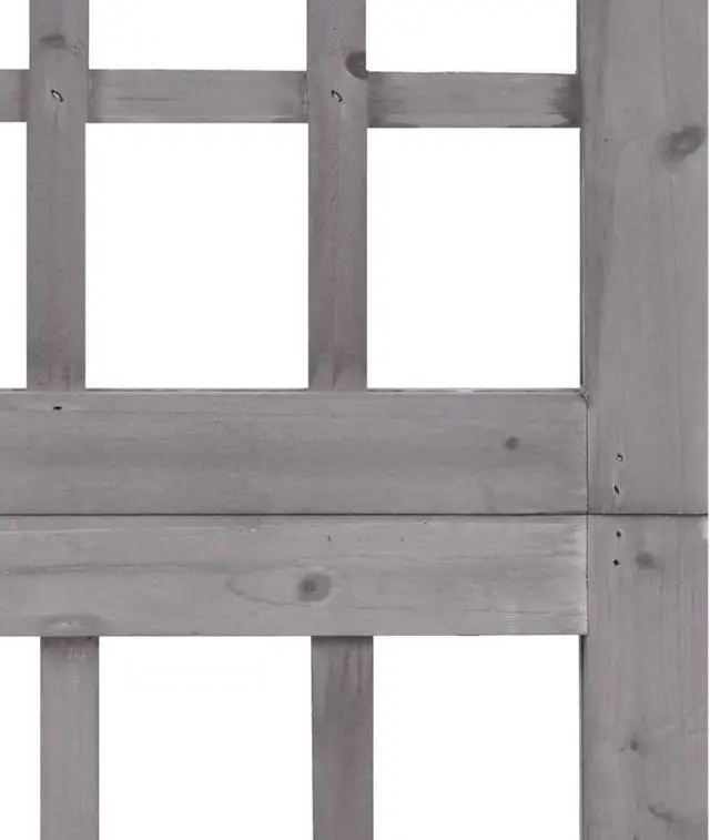 Alt view image 10 of 15 - vidaXL 6-Panel Room Divider/Trellis Solid Fir Wood Gray 95.5"x70.9"