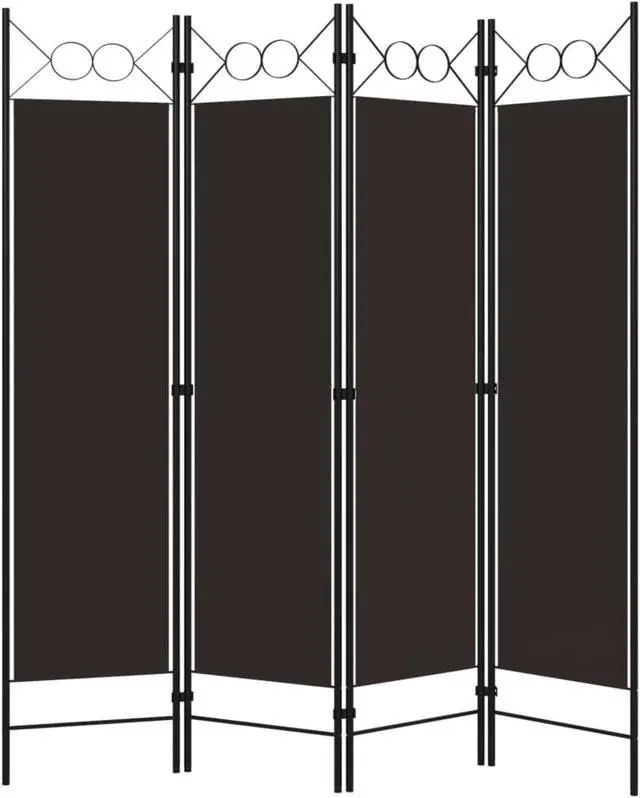 Alt view image 2 of 12 - vidaXL 4-Panel Room Divider Brown 63"x70.9"
