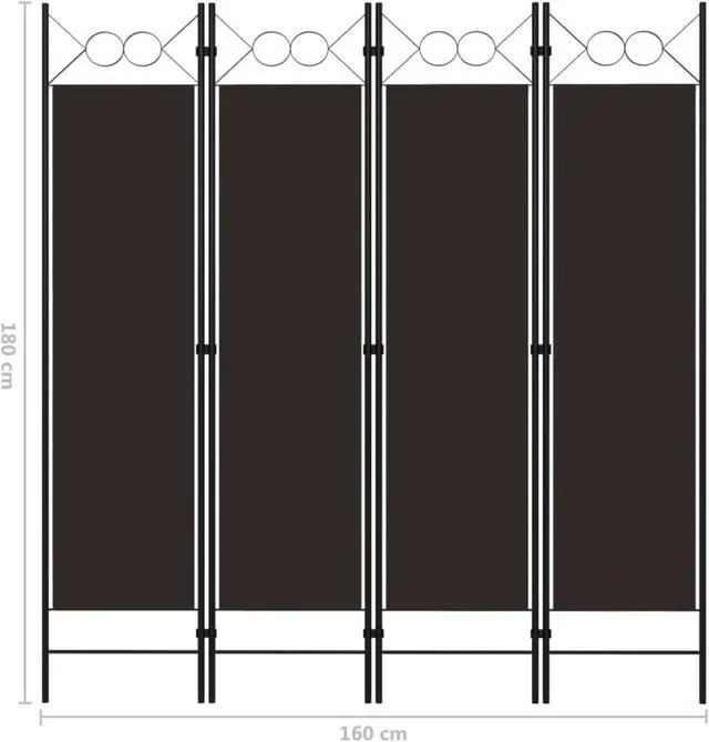 Alt view image 6 of 12 - vidaXL 4-Panel Room Divider Brown 63"x70.9"