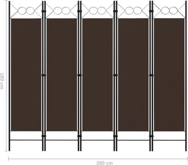 Alt view image 6 of 12 - vidaXL 5-Panel Room Divider Brown 78.7"x70.9"