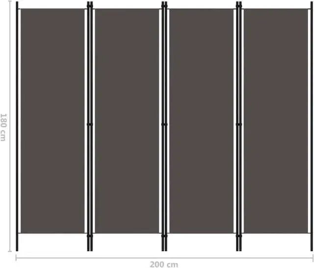 Alt view image 6 of 15 - vidaXL 4-Panel Room Divider Anthracite 78.7"x70.9"